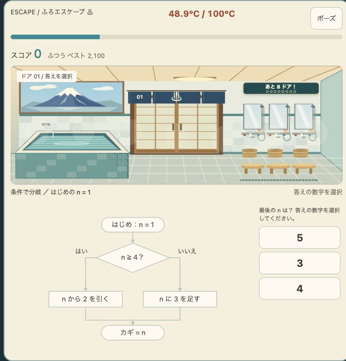 通常モードの実際のプレイ画面